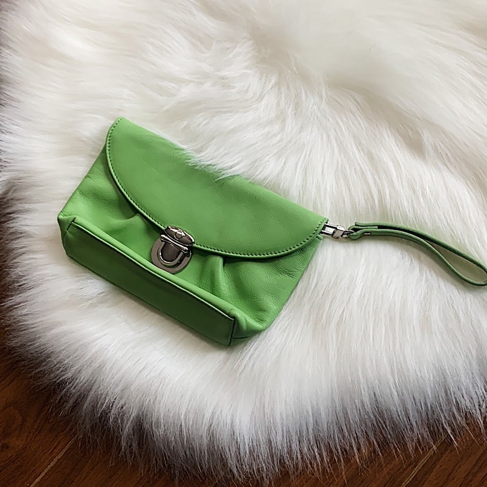 DANIER Leather Green Wristlet Purse Bag for Summer Lime